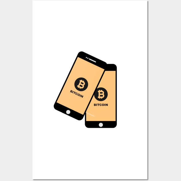 bitcoin digital assets currency in smart phone display Wall Art by asepsarifudin09